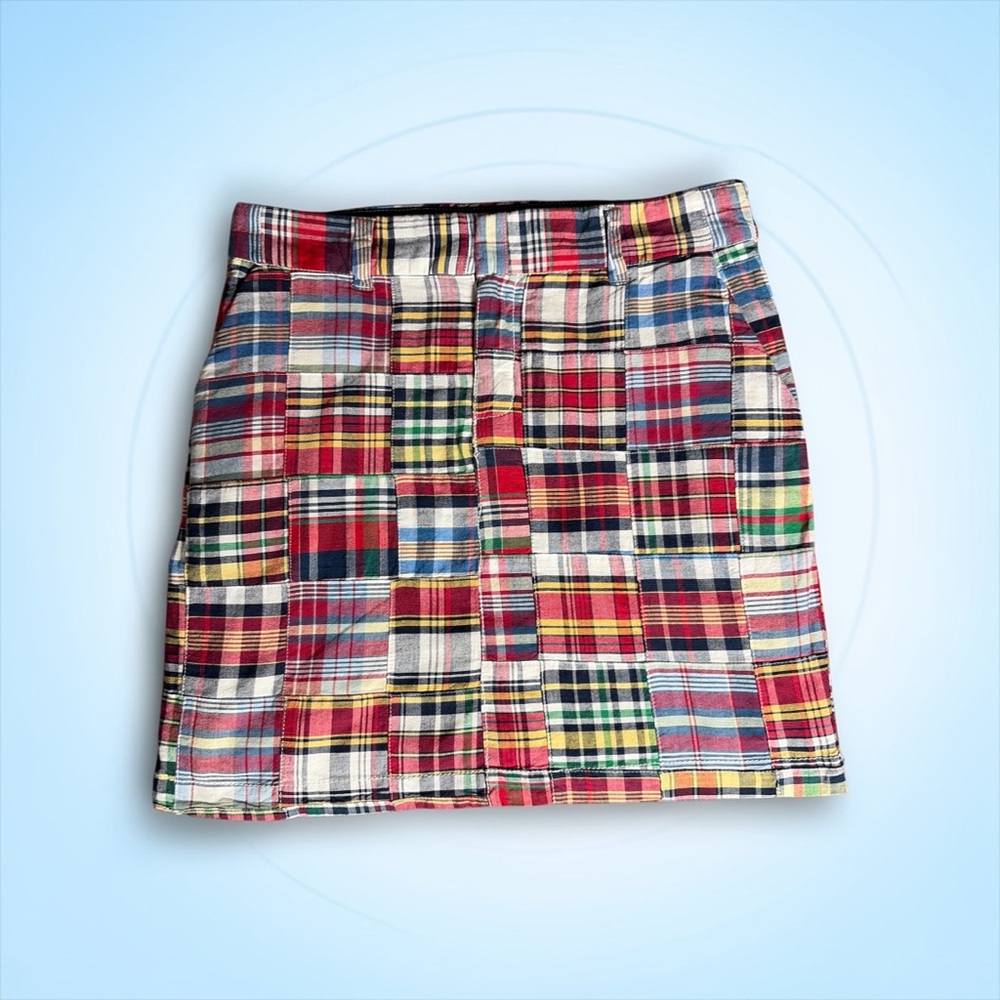 Y2K BRITISH KHAKI MATTRESS PLAID MINI SKIRT SIZE 2